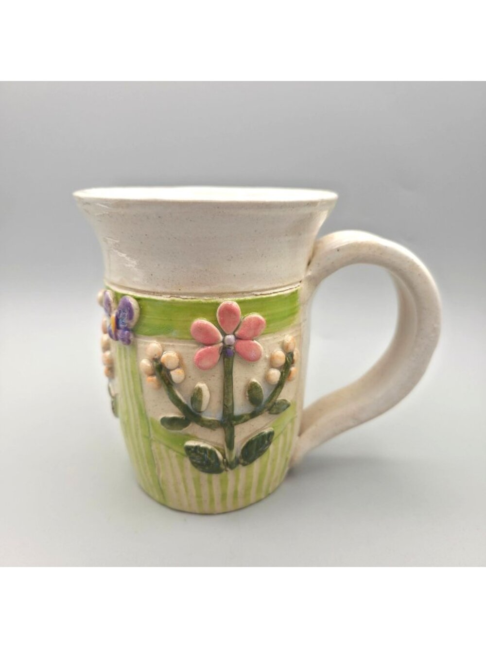 Handmade Ceramic Mug Applied Floral Design Kidd-Barber 2025 Unique Cup Oregon